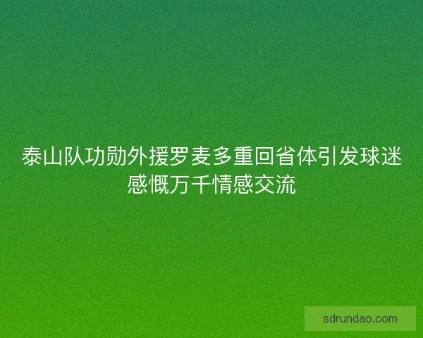 泰山队功勋外援罗麦多重回省体引发球迷感慨万千情感交流
