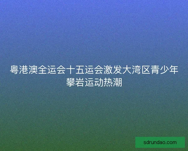 粤港澳全运会十五运会激发大湾区青少年攀岩运动热潮